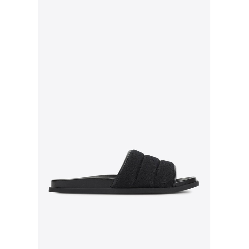 Padded GG Canvas Slides Black mshoesuk_UK 9