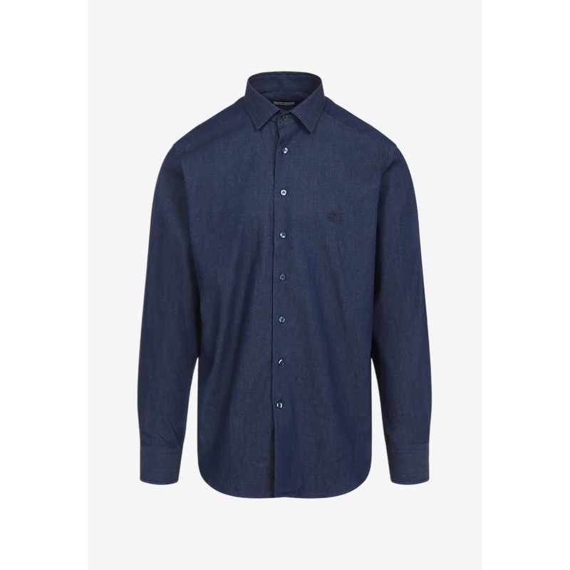 Pegaso Embroidered Long-Sleeved Shirt Blue mrtwshirtseu_EU 40