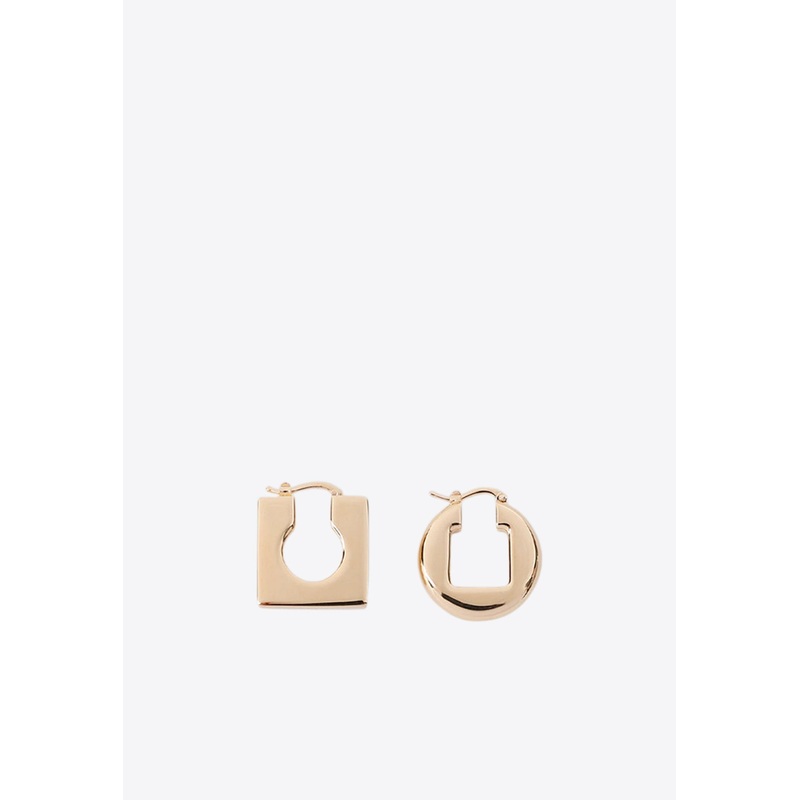 Rond Carre Asymmetric Hoop Earrings Gold Onesize