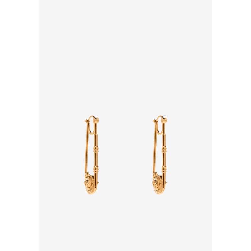 Safety Pin Drop Earrings Gold Onesize