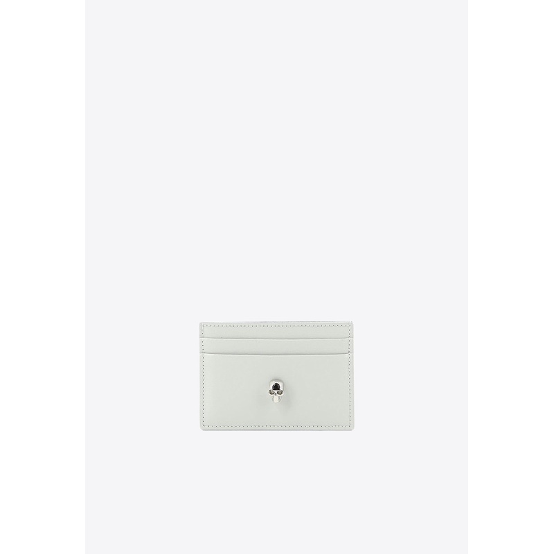 Skull Logo Leather Cardholder Gray Onesize
