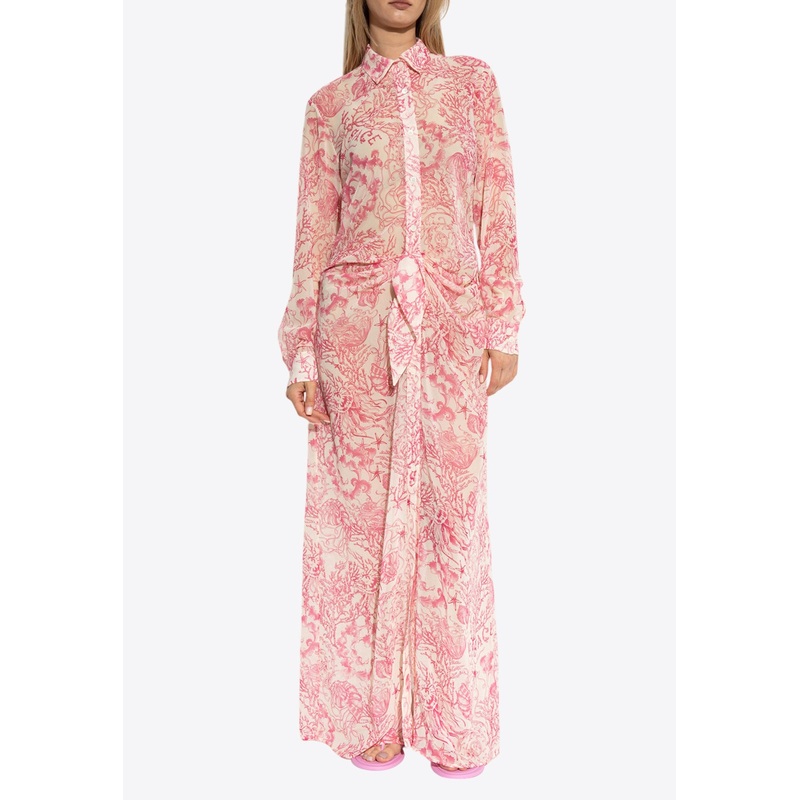 Underwater Barocco Cover-Up Shirt Dress Pink wrtwit_IT 38