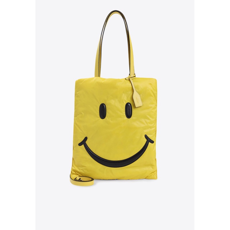 X Smiley Padded Nylon Tote Bag Yellow Onesize