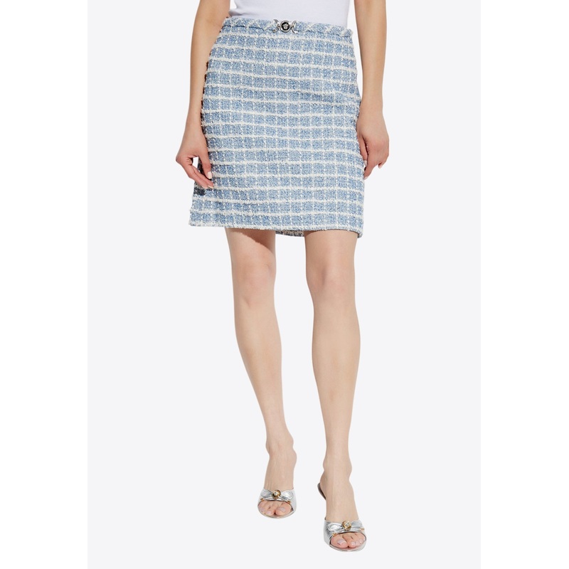 A-line Tweed Mini Skirt Light Blue wrtwit_IT 38