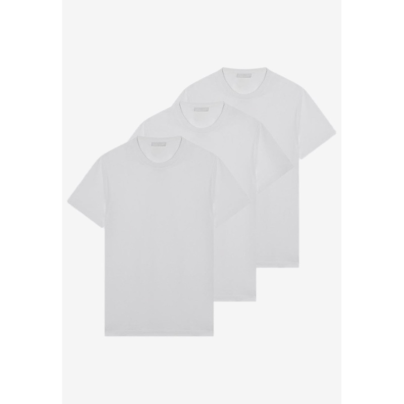 Basic Crewneck T-shirts – Set of 3 White mrtwstd_S