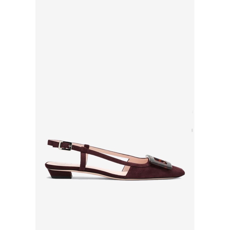 Belle Vivier Suede Slingback Flats Burgundy wshoeseu_EU 36
