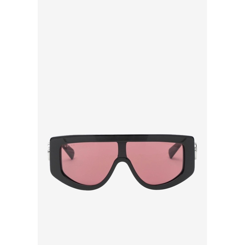 Double G Rectangular Sunglasses Burgundy Onesize