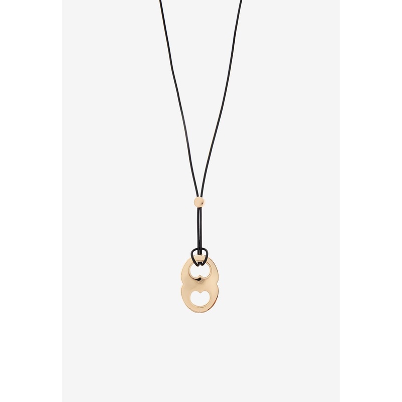 Gemini Pendant Leather Necklace Gold Onesize