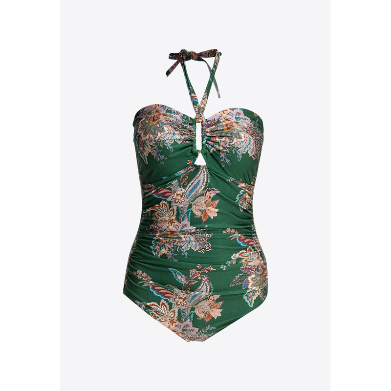 Rhiannon Wide Link Floral One-Piece Swimsuit Green wrtwzimmermann_1