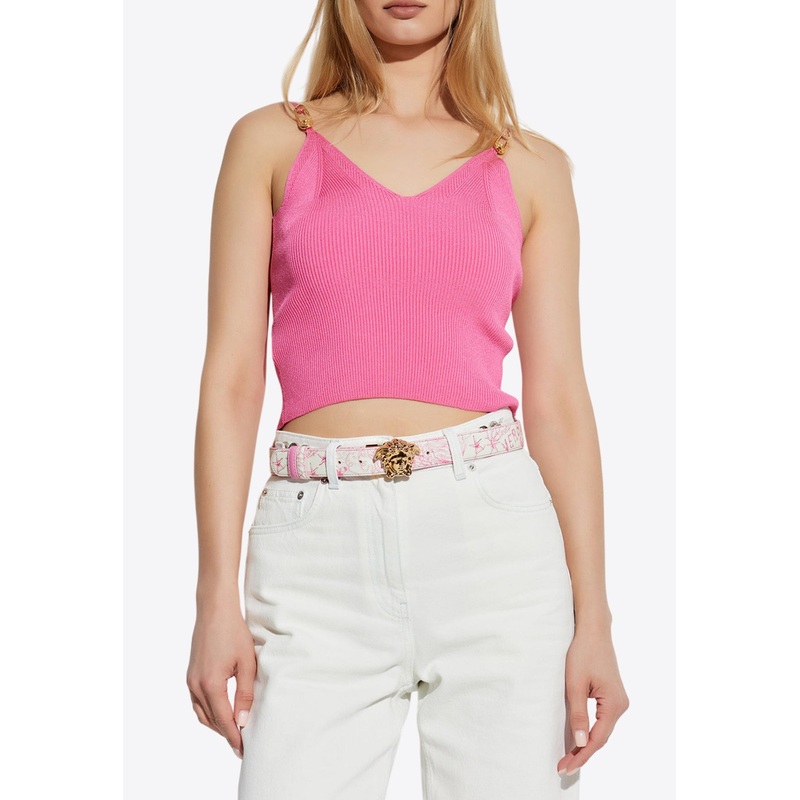 Safety Pin Rib-Knit Cropped Top Pink wrtwit_IT 38