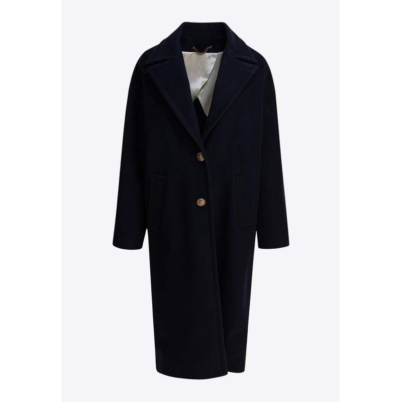 Single-Breasted Wool Blend Coat Blue wrtwit_IT 40