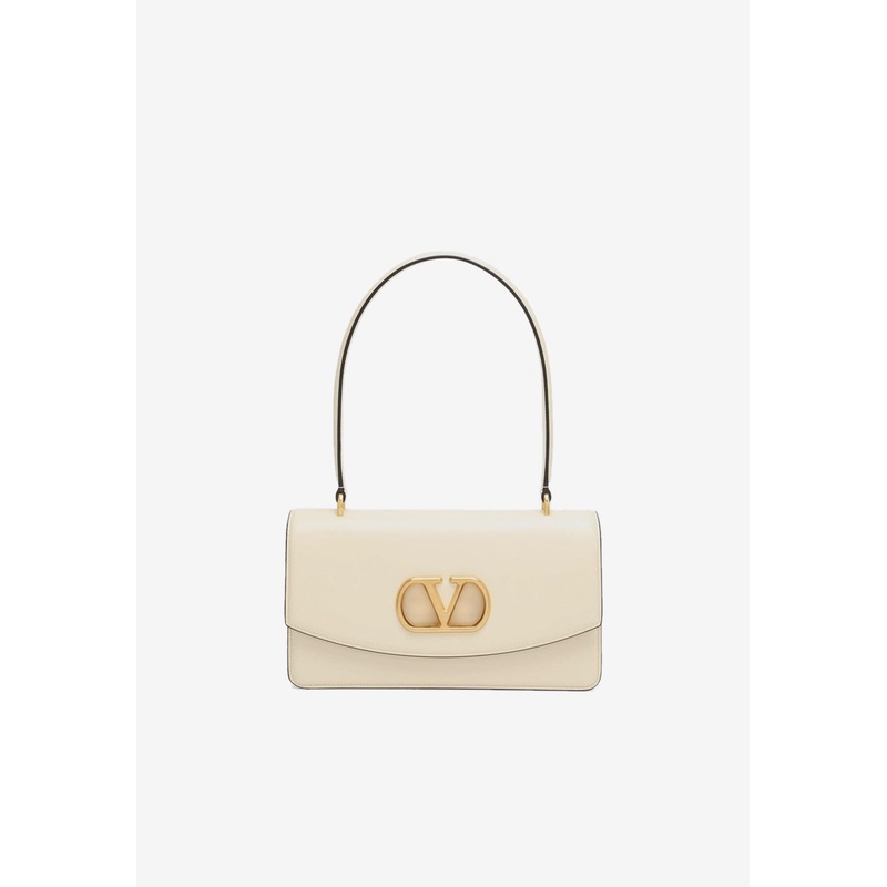 Vain Calf Leather Handbag Cream Onesize