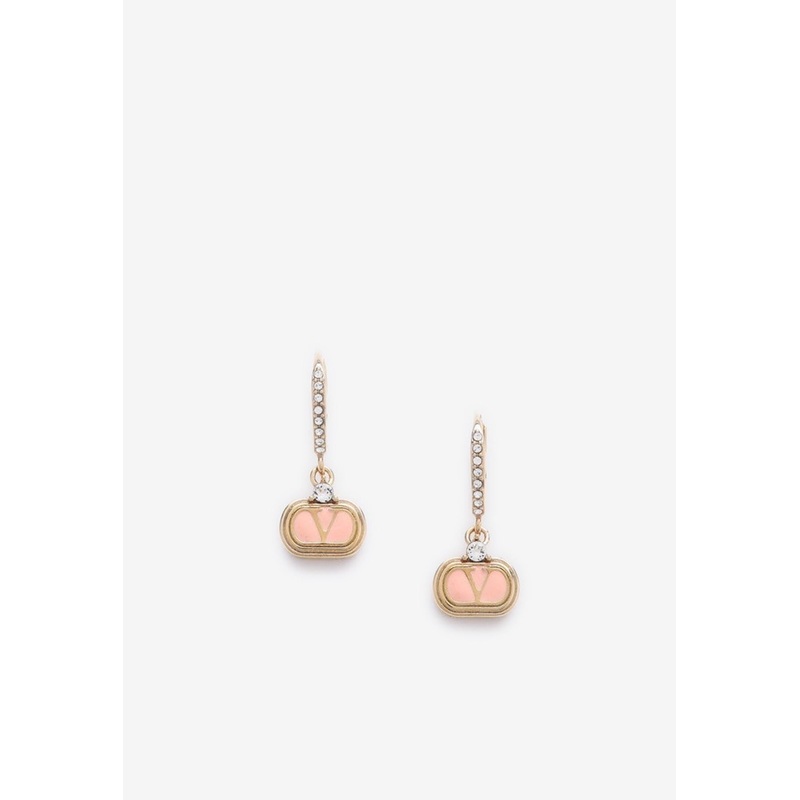 VLogo Crystal Paved Oval Earrings Gold Onesize