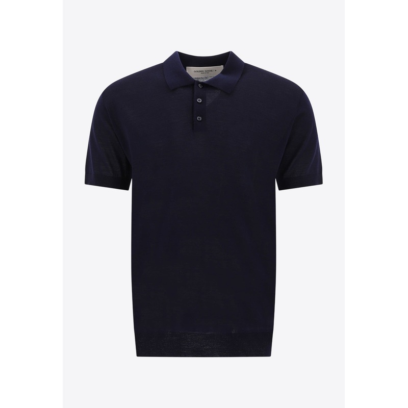Wool Knit Polo T-shirt Blue mrtwstd_M