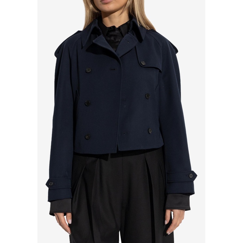 Cropped Double-Breasted Coat Navy wrtwit_IT 38