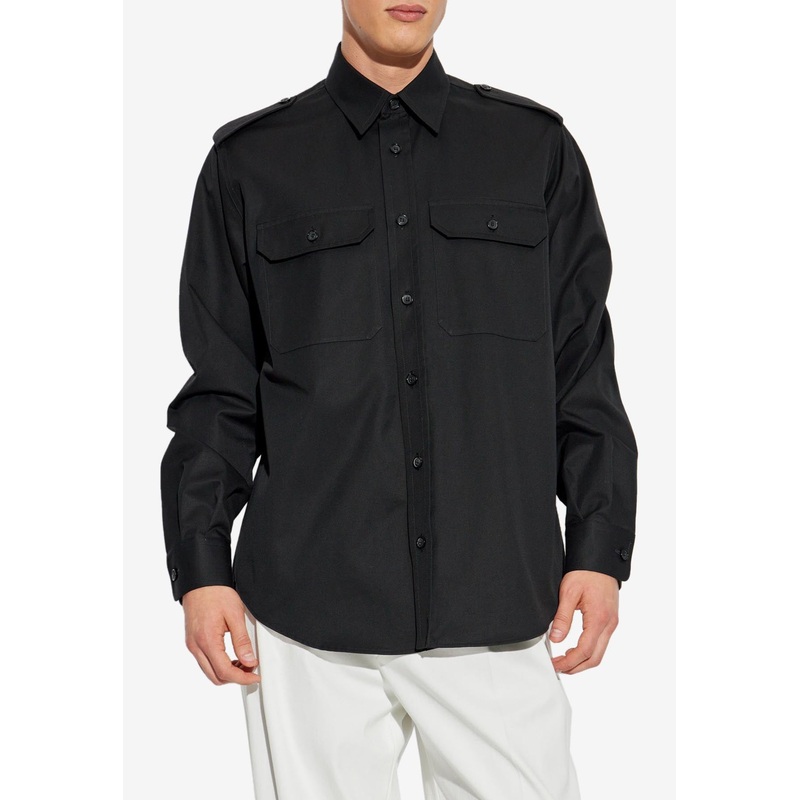 Embroidered Logo Long-Sleeved Shirt Black mrtwshirtsam_UK 15+