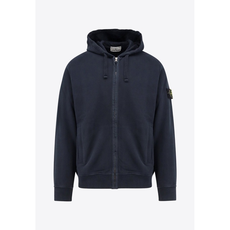 Logo Patch Zip-Up Hooded Sweatshirt Blue mrtwstd_S