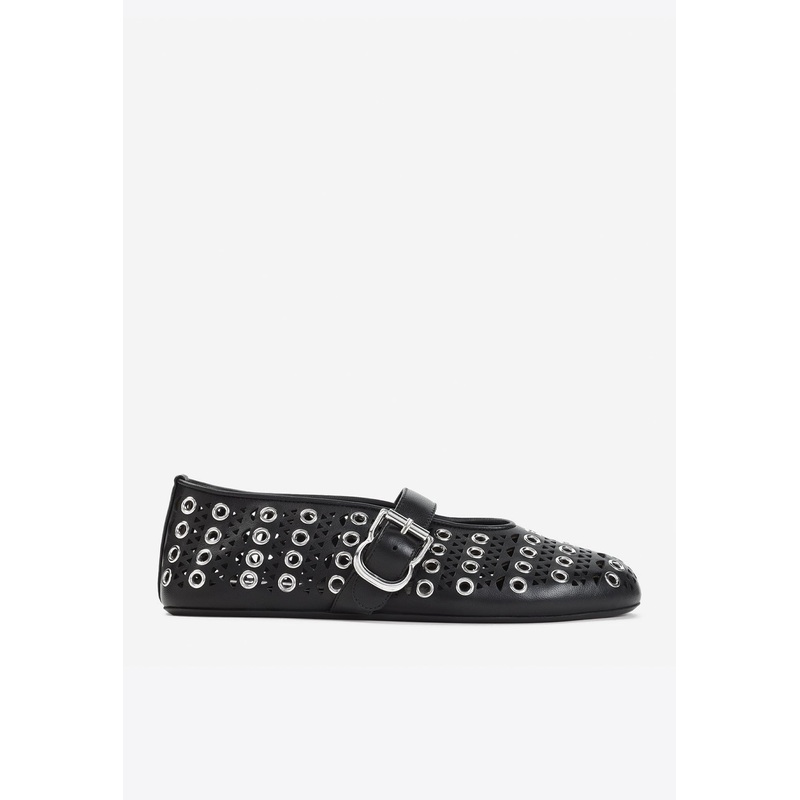 Vienne Eyelet Leather Ballet Flats Black wshoeseu_EU 36