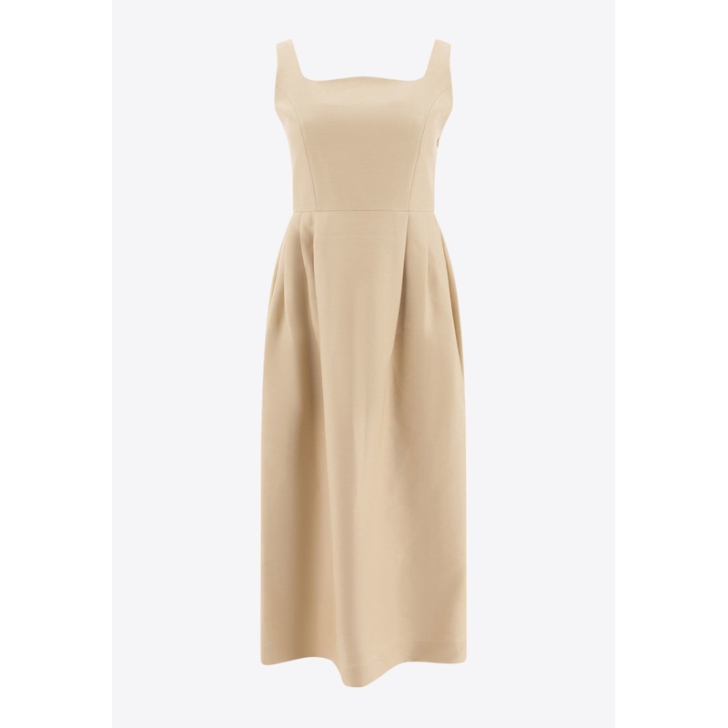 Wool Midi Dress Yellow wrtwstd_M