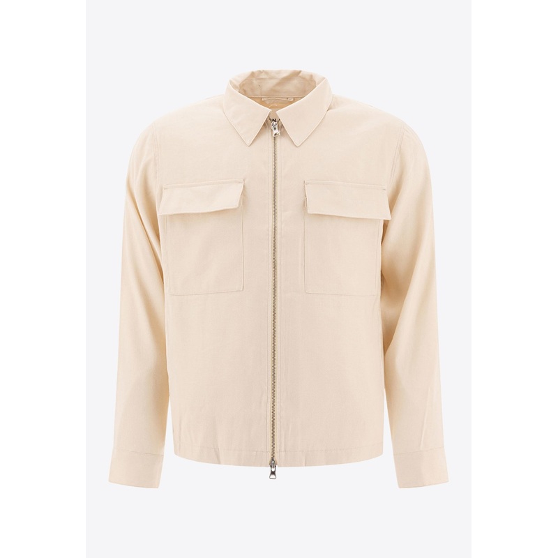 Zip-Up Collared Jacket White mrtwstd_M