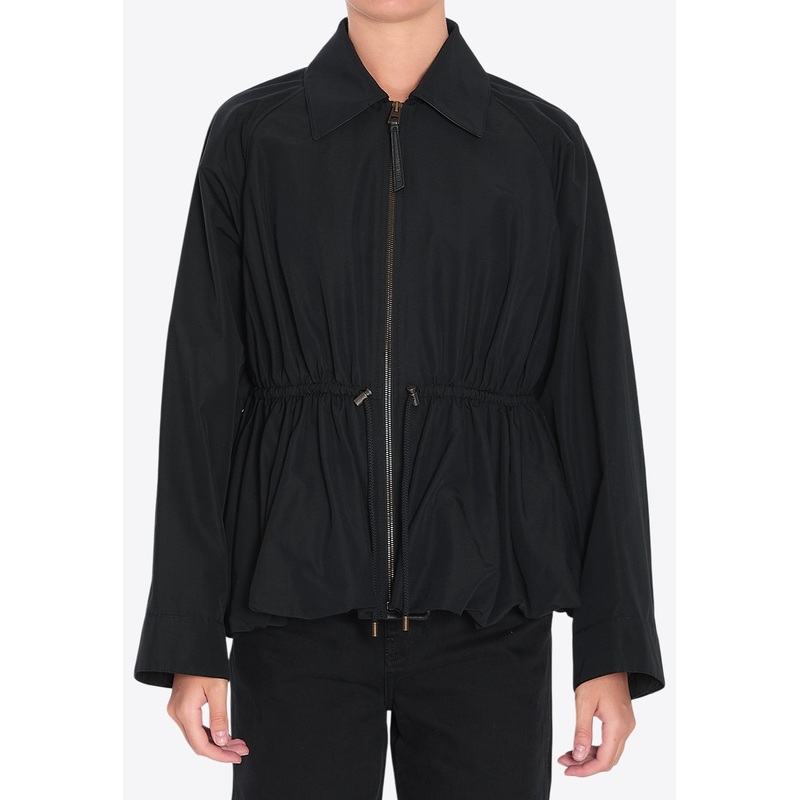 Zip-Up Drawstring Jacket Black wrtwfr_FR 36