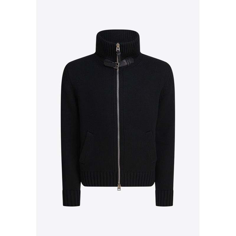 Zip-Up Ribbed Wool Jacket Black mrtwit_IT 50