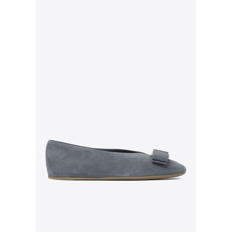 Vanna Vara-Bow Suede Ballet Flats Gray wshoesus_US 6
