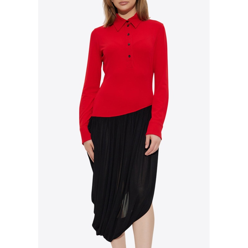 Asymmetric Midi Shirt Dress Red wrtwit_IT 38