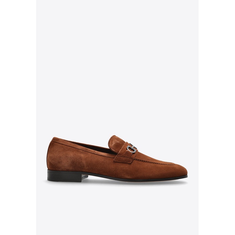 Balty Gancini Buckle Suede Loafers Brown mshoesus_US 6
