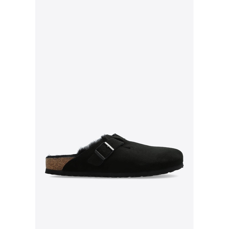 Boston Suede and Shearling Mules Black mshoeseu_EU 43