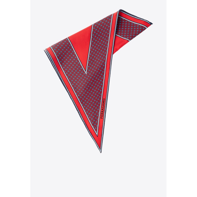 Diamond Shape Silk Neckerchief Red Onesize