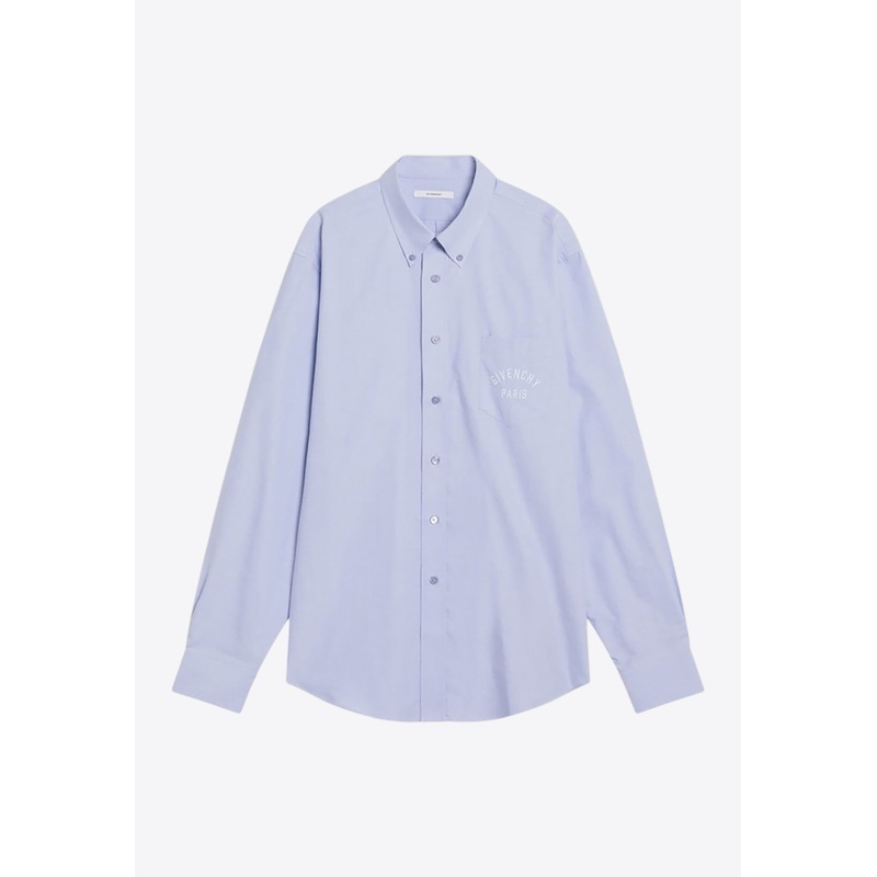 Embroidered Logo Long-Sleeved Shirt Light Blue mrtwshirtseu_EU 39