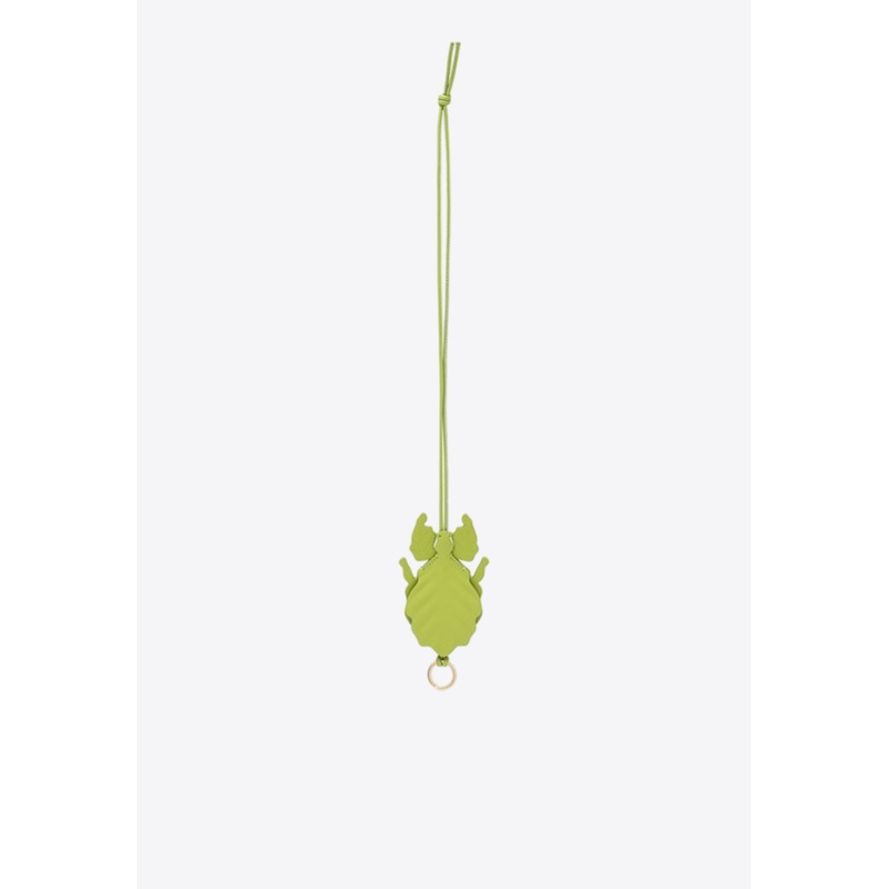 Leaf Insect Keyring Charm in Beaded Leather Green Onesize