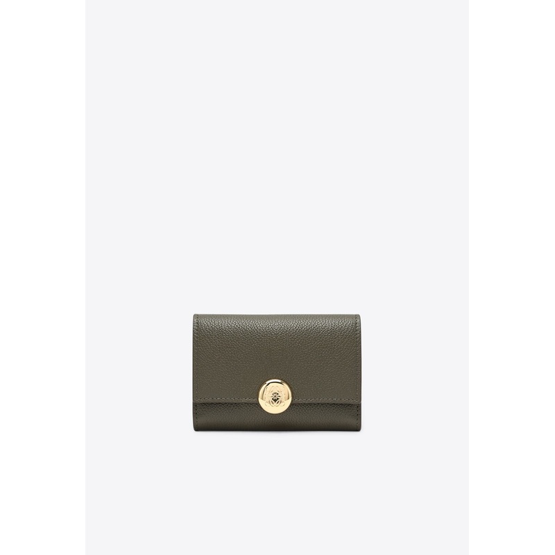 Small Pebble Leather Tri-Fold Wallet Khaki Onesize