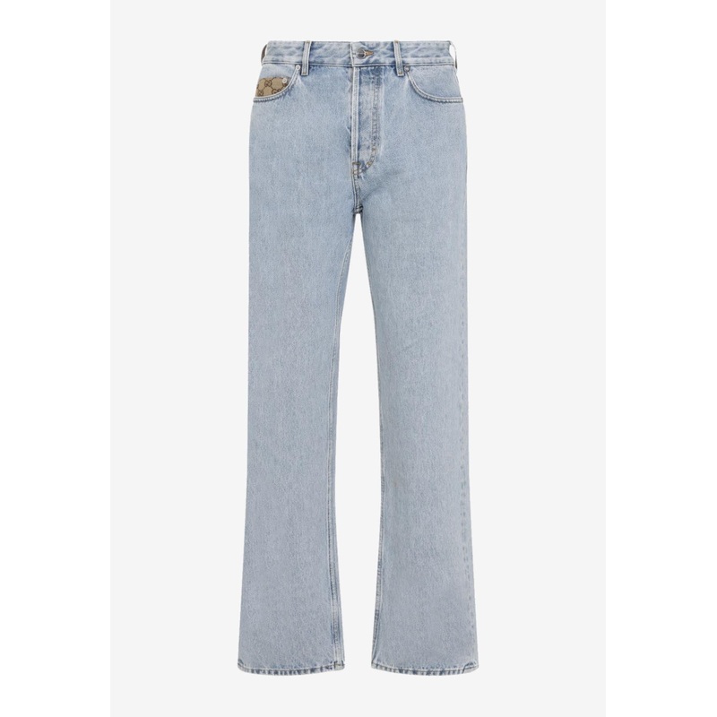 Straight-Leg Jeans with Logo Pocket Insert Blue mrtwbottoms_31