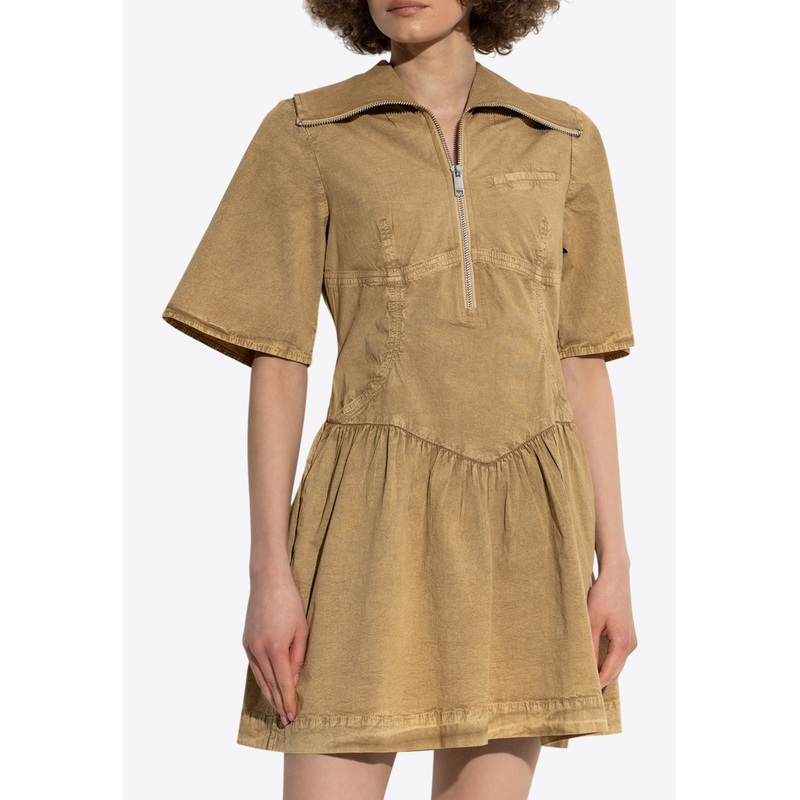 Washed Half-Zip Mini Dress Beige wrtwde_DE 34