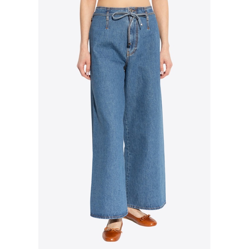 Wide-Leg Drawstring Jeans Blue wrtwbottoms_25
