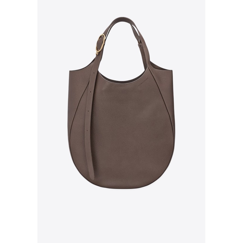 XL Le Foulonn Leather Hobo Bag Taupe Onesize