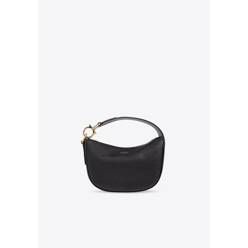 XS Gancini Leather Hobo Bag Black Onesize
