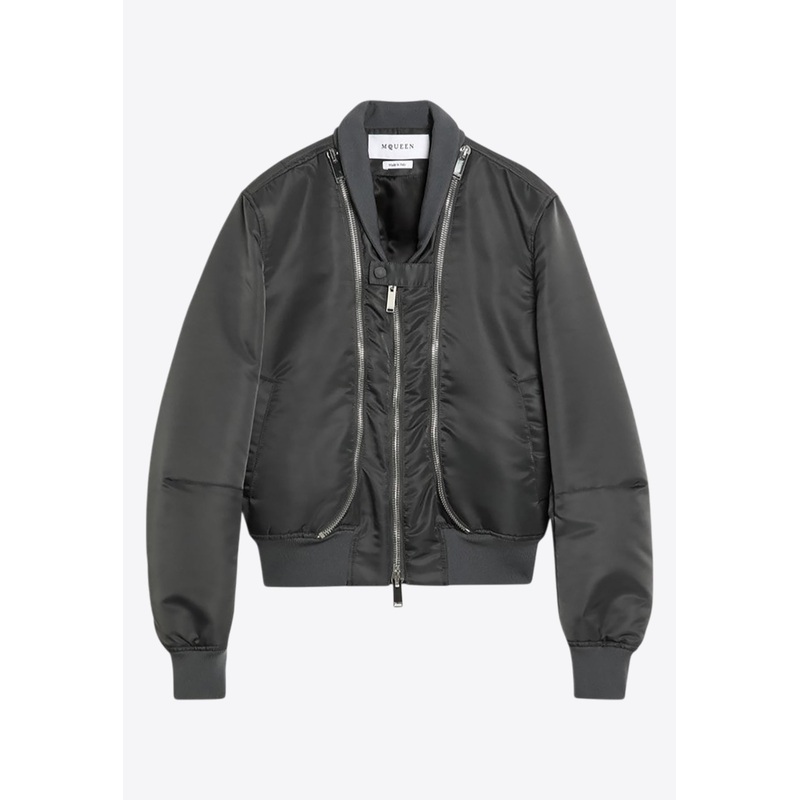 Zip-Up Bomber Jacket Gray wrtwit_IT 40
