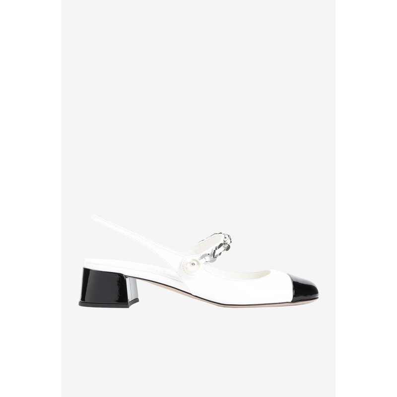 35 Leather Slingback Pumps White wshoeseu_EU 36