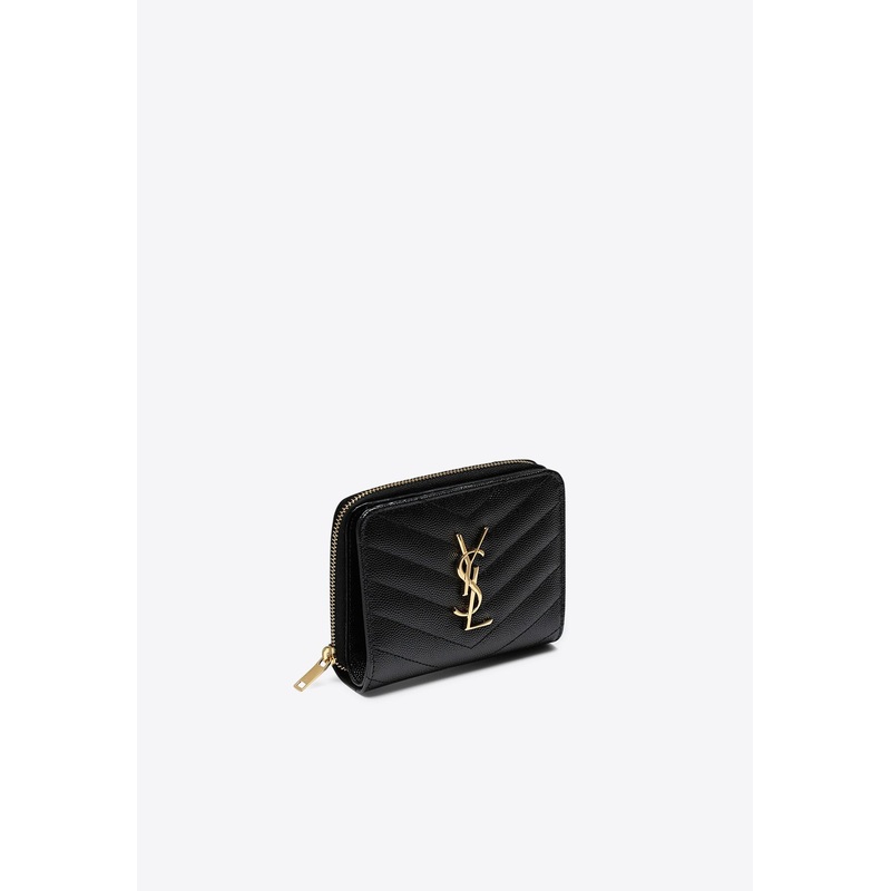 Cassandre Compact Zip-Around Leather Wallet Black Onesize