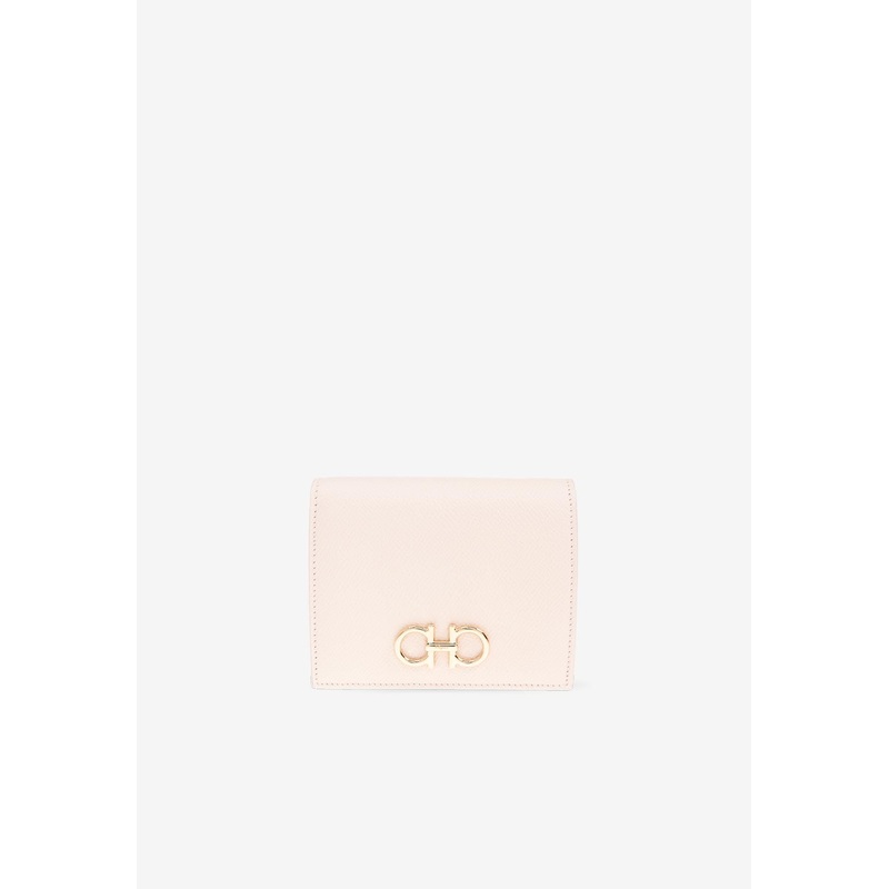 Gancini Compact Leather Wallet Pink Onesize
