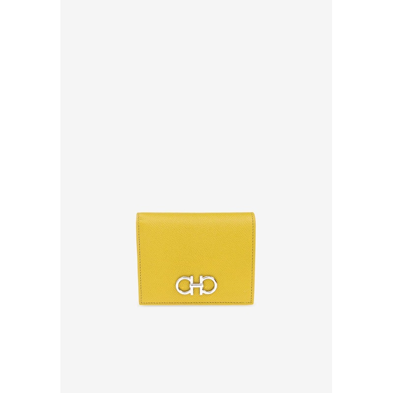 Gancini Compact Leather Wallet Yellow Onesize