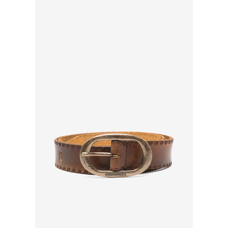 Vintage Buckle Belt Brown 95