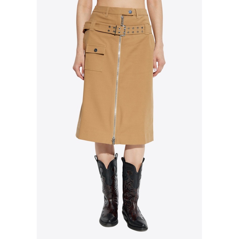 Zip-Up Belted Midi Skirt Beige wrtwde_DE 32