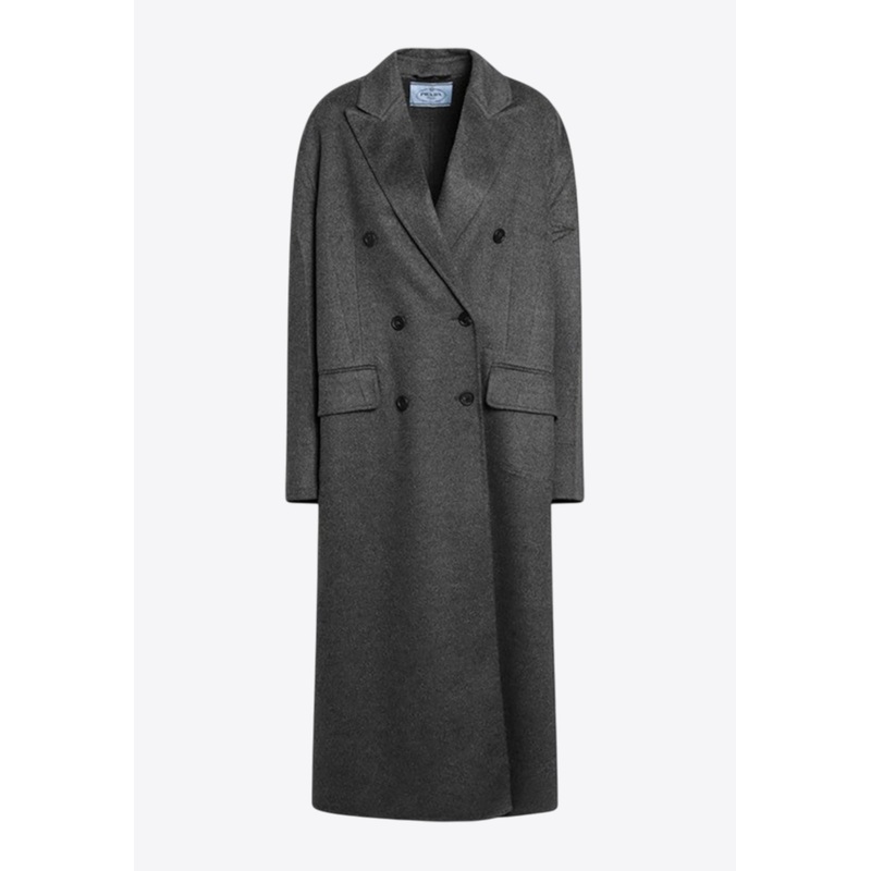 Double-Breasted Wool and Cashmere Coat Gray wrtwit_IT 40