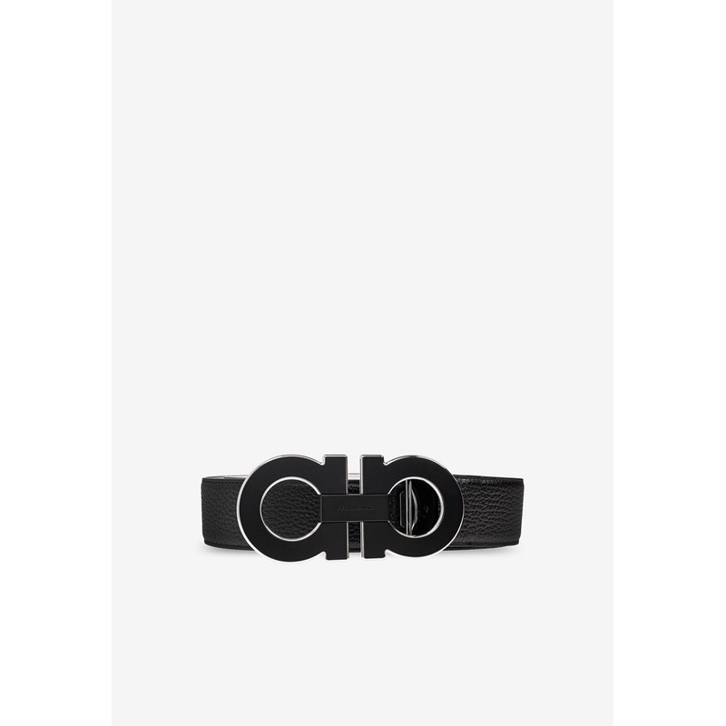 Double Gancini Reversible Belt Black 90