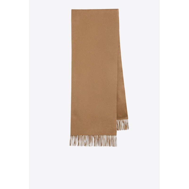 Embroidered Logo Cashmere Scarf Beige Onesize