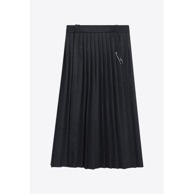 Safety-Pin Pleated Midi Skirt Gray wrtwit_IT 38